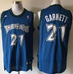 Jerseys Factory Cheap Timberwolves #21 Retro Garnett Blue Stitch
