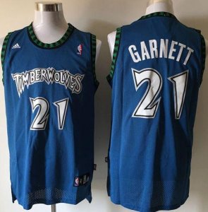 Jerseys Factory Cheap Timberwolves #21 Retro Garnett Blue Stitch
