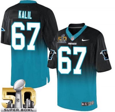 Jerseys Factory Cheap Nike Panthers #67 Ryan Kalil Black/Blue Su