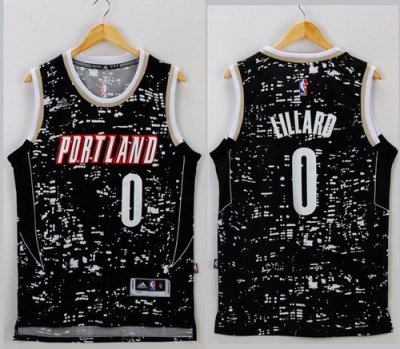 Jerseys Factory Cheap Blazers #0 Damian Lillard Black City Light