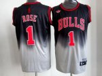 Jerseys Factory Cheap Bulls #1 Derrick Rose Black/Grey Fadeaway