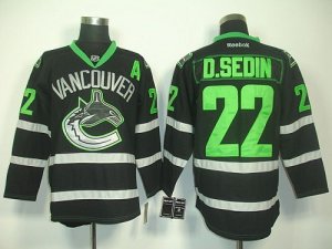 Jerseys Factory Cheap Canucks #22 Daniel Sedin Black Ice Embroid
