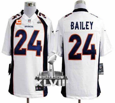 Jerseys Factory Cheap Nike Broncos #24 Champ Bailey White With C