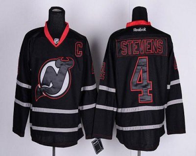 Jerseys Factory Cheap Devils #4 Scott Stevens Black Ice Embroide