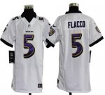 Jerseys Factory Cheap Nike Ravens #5 Joe Flacco White Youth Embr