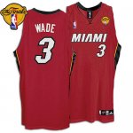 Jerseys Factory Cheap Heat Finals Patch #3 Dwyane Wade Red Embro
