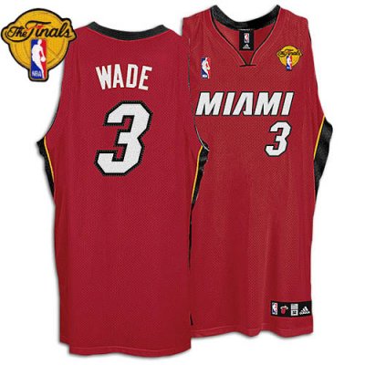 Jerseys Factory Cheap Heat Finals Patch #3 Dwyane Wade Red Embro
