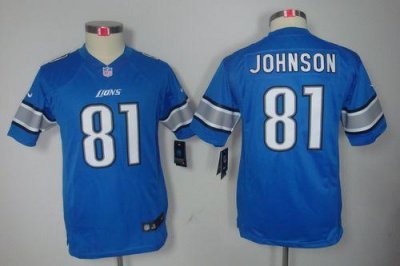 Jerseys Factory Cheap Nike Lions #81 Calvin Johnson Light Blue T