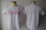 Jerseys Factory Cheap Phillies Blank White With Pink Strip Women