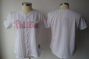 Jerseys Factory Cheap Phillies Blank White With Pink Strip Women