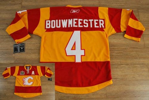 Jerseys Factory Cheap Flames #4 Jay Bouwmeester Embroidered Red/