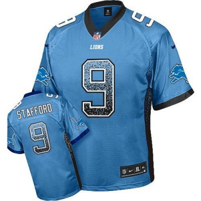 Jerseys Factory Cheap Nike Lions #9 Matthew Stafford Blue Team C