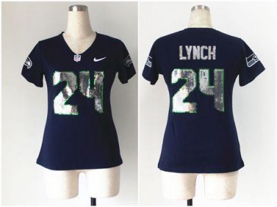 Jerseys Factory Cheap Nike Seahawks #24 Marshawn Lynch Steel Blu