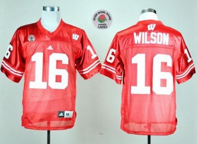 Jerseys Factory Cheap Badgers #16 Russell Wilson Red Rose Bowl G
