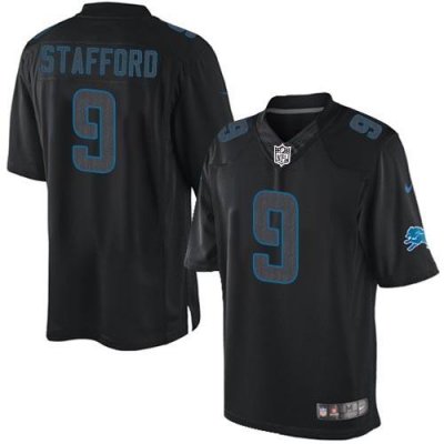 Jerseys Factory Cheap Nike Lions #9 Matthew Stafford Black Men's