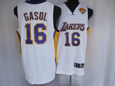 Jerseys Factory Cheap Lakers #16 Pau Gasol Stitched White Final
