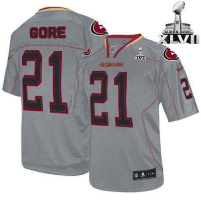 Jerseys Factory Cheap Nike 49ers #21 Frank Gore Lights Out Grey