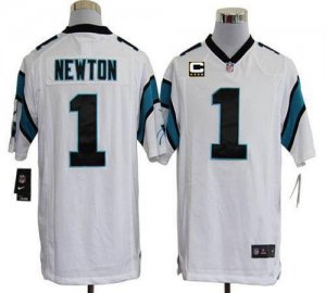 Jerseys Factory Cheap Nike Panthers #1 Cam Newton White With C P