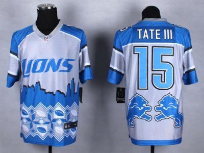 Jerseys Factory Cheap Nike Lions #15 Golden Tate III Blue Men's
