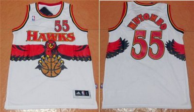 Jerseys Factory Cheap Hawks #55 Dikembe Mutombo White Throwback
