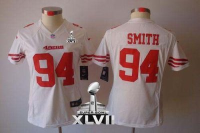 Jerseys Factory Cheap Nike 49ers #94 Justin Smith White Super Bo