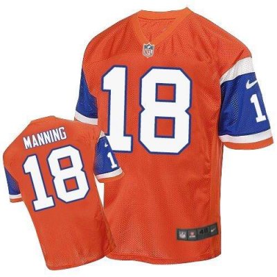 Jerseys Factory Cheap Nike Broncos #18 Peyton Manning Orange Thr