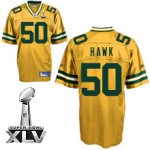 Jerseys Factory Cheap Packers #50 A.J. Hawk Yellow Super Bowl XL