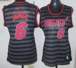 Jerseys Factory Cheap Heat #6 LeBron James Black/Grey Women's Gr