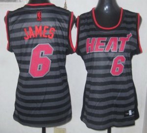 Jerseys Factory Cheap Heat #6 LeBron James Black/Grey Women's Gr