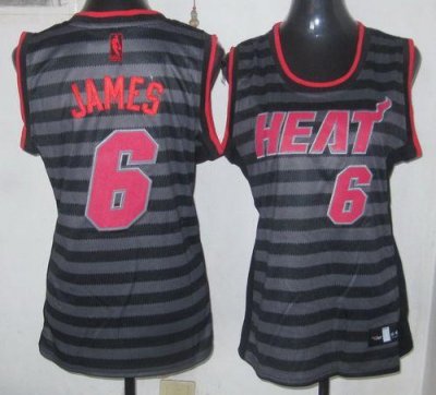 Jerseys Factory Cheap Heat #6 LeBron James Black/Grey Women's Gr