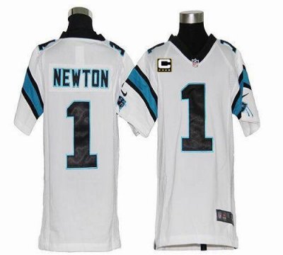 Jerseys Factory Cheap Nike Panthers #1 Cam Newton White With C P
