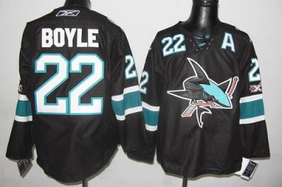 Jerseys Factory Cheap Sharks #22 Dan Boyle Black Embroidered NHL