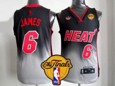 Jerseys Factory Cheap Heat #6 LeBron James Black/Grey Fadeaway F