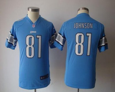 Jerseys Factory Cheap Nike Lions #81 Calvin Johnson Light Blue T