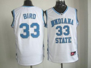Jerseys Factory Cheap Sycamores #33 Larry Bird White Hardwood Le