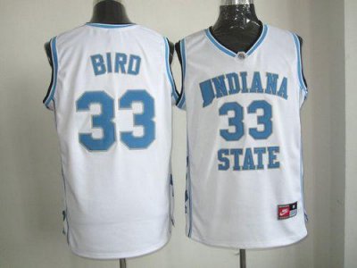 Jerseys Factory Cheap Sycamores #33 Larry Bird White Hardwood Le
