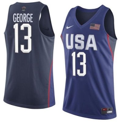 Jerseys Factory Cheap Nike Team USA #13 Paul George Navy Blue 20