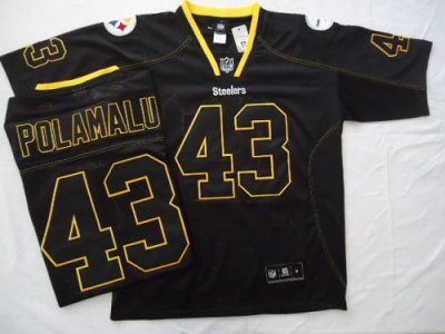 Jerseys Factory Cheap Steelers #43 Troy Polamalu Black Field Sha