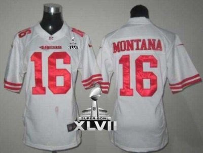 Jerseys Factory Cheap Nike 49ers #16 Joe Montana White Super Bow