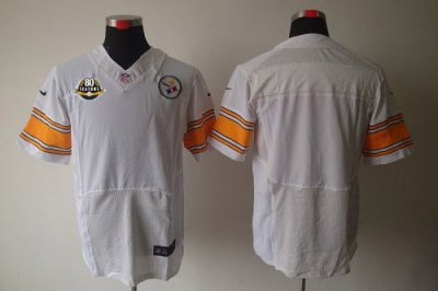 Jerseys Factory Cheap Nike Steelers Blank White With 80TH Patch