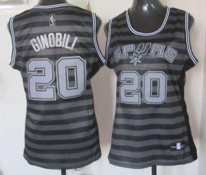 Jerseys Factory Cheap Spurs #20 Manu Ginobili Black/Grey Women's