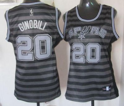 Jerseys Factory Cheap Spurs #20 Manu Ginobili Black/Grey Women's
