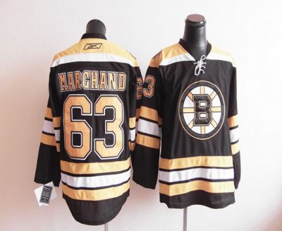 Jerseys Factory Cheap Bruins #63 Brad Marchand Black Embroidered