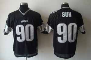 Jerseys Factory Cheap Lions #90 Ndamukong Suh Black Shadow Stitc