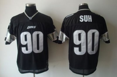 Jerseys Factory Cheap Lions #90 Ndamukong Suh Black Shadow Stitc