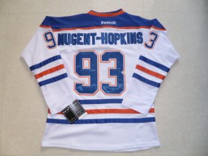Jerseys Factory Cheap Oilers #93 Nugent-Hopkins White Embroidere