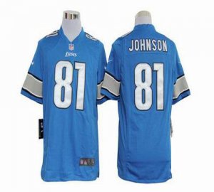 Jerseys Factory Cheap Nike Lions #81 Calvin Johnson Blue Team Co