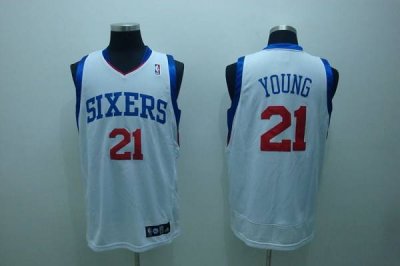 Jerseys Factory Cheap 76ers #21 Thaddeus Young Stitched White NB