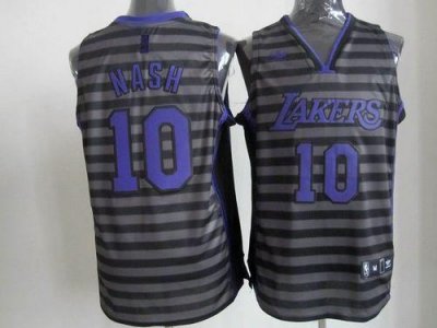 Jerseys Factory Cheap Lakers #10 Steve Nash Black/Grey Groove Em