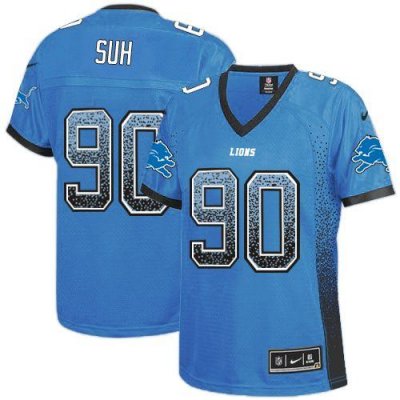 Jerseys Factory Cheap Nike Lions #90 Ndamukong Suh Light Blue Te